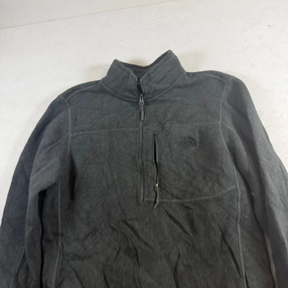 The North Face Mens Quarter Zip Fleece Pullover Gray Mock Neck Jacket Size M